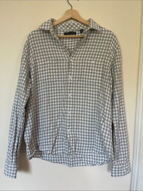 Saks Fifth Avenue Gray & White Check Button-Down Shirt